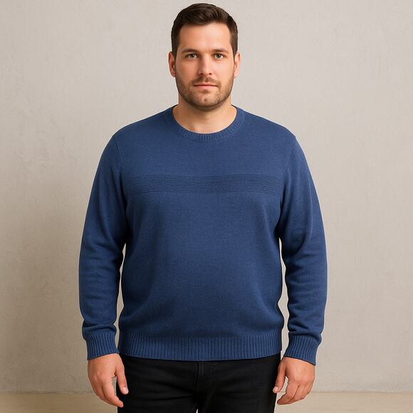 Club Room Blue Cotton Sweater Sz XXL Crewneck Pullover Classic Knit Dadcore - Picture 2 of 6